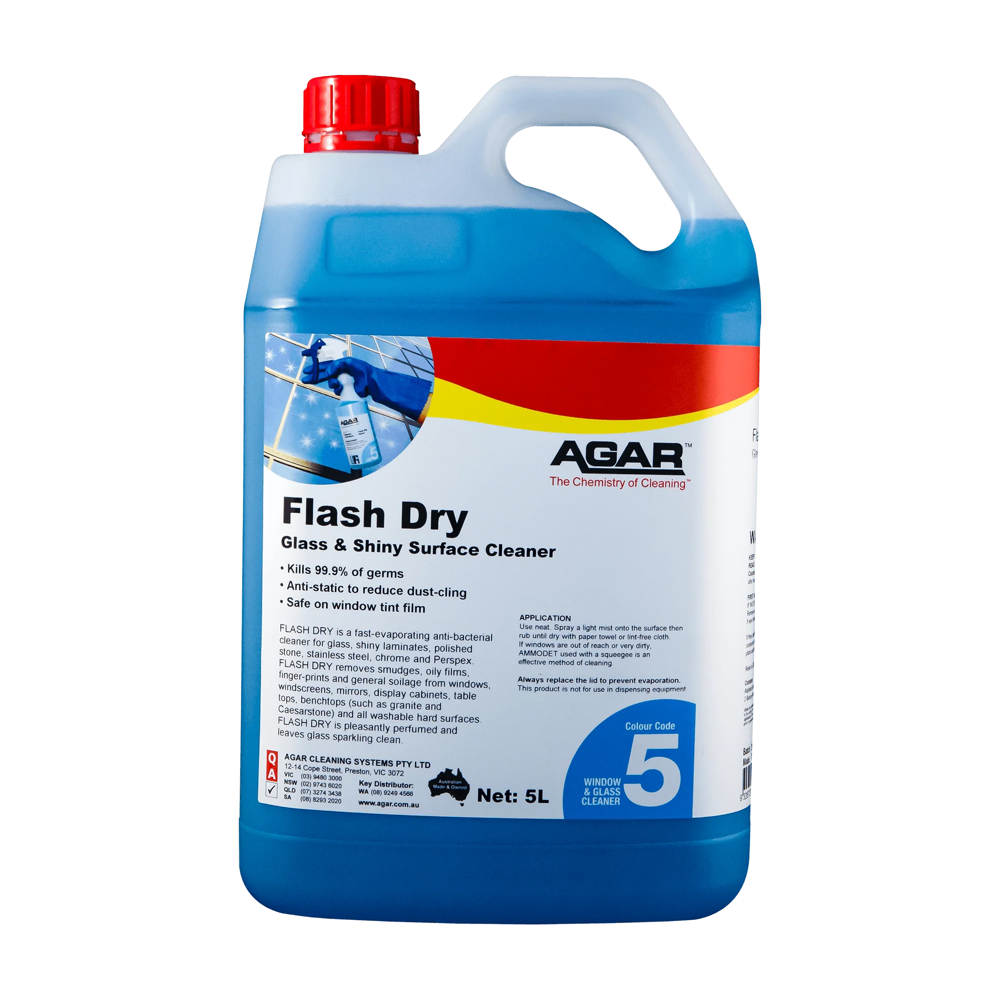 Agar Flash Dry Glass & Shiny Surface Cleaner 5L
