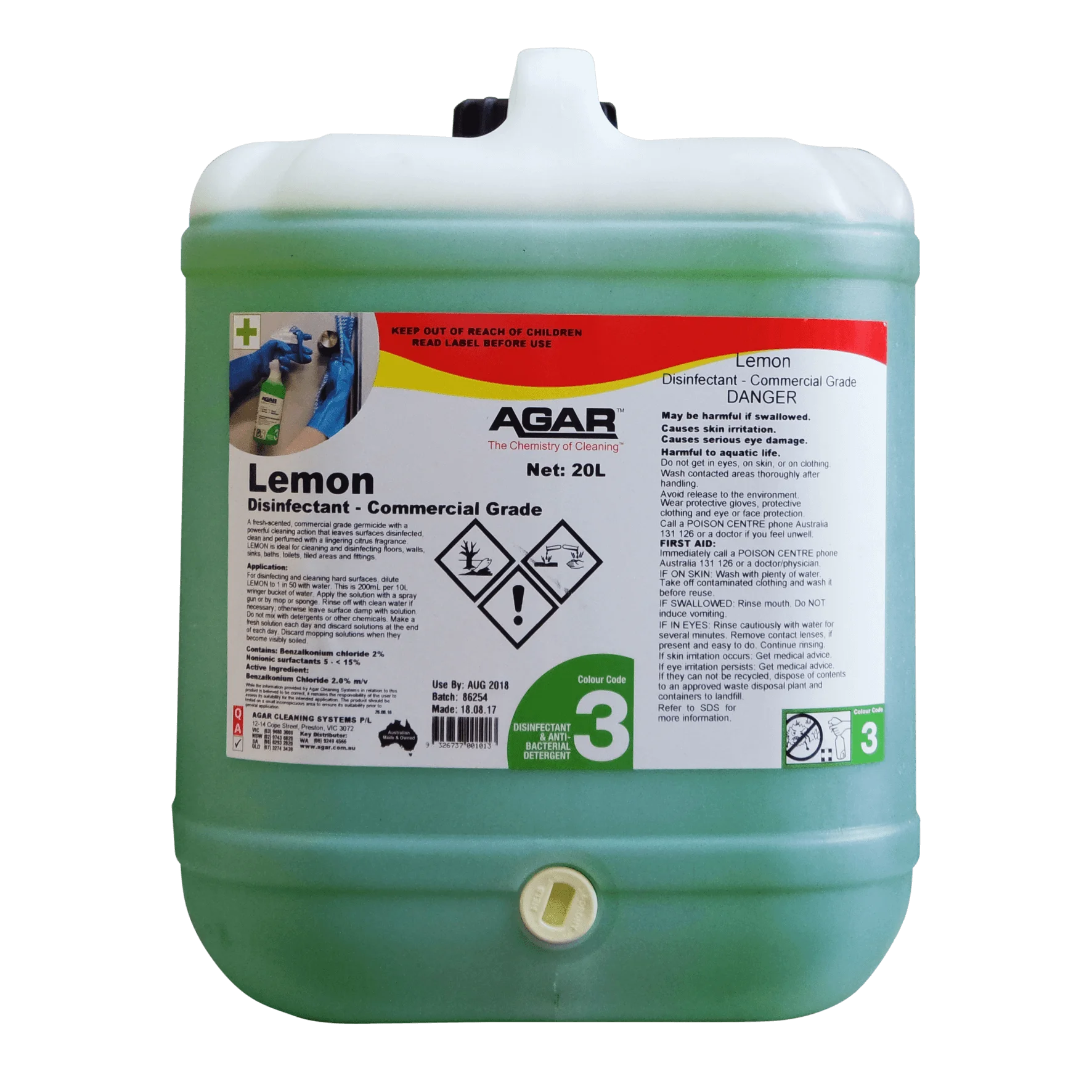Agar Lemon Commercial Grade Disinfectant 20L