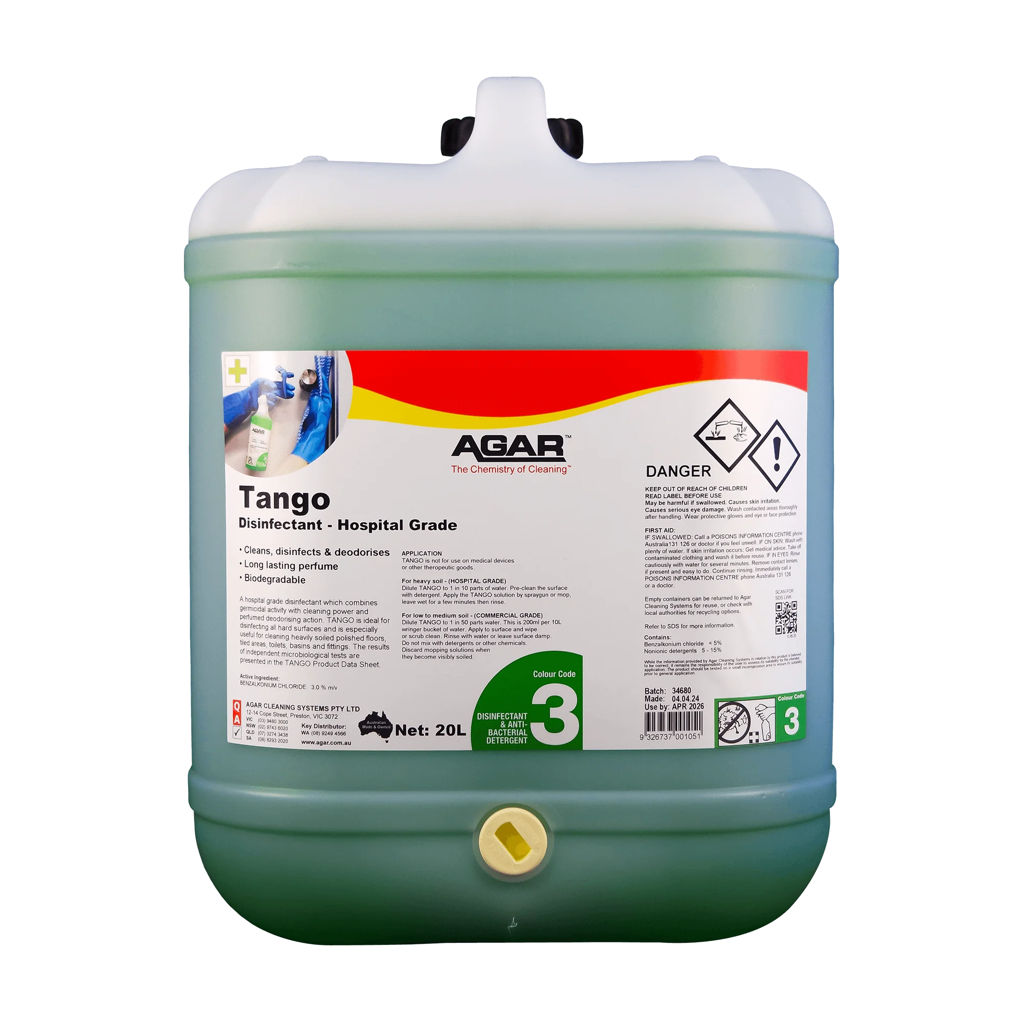 Agar Tango Hospital Grade Disinfectant 20L